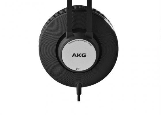 headphones black and silver akg k72 side angle